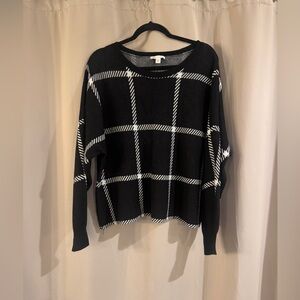 Women's Cato Black and White Checkered Sweater